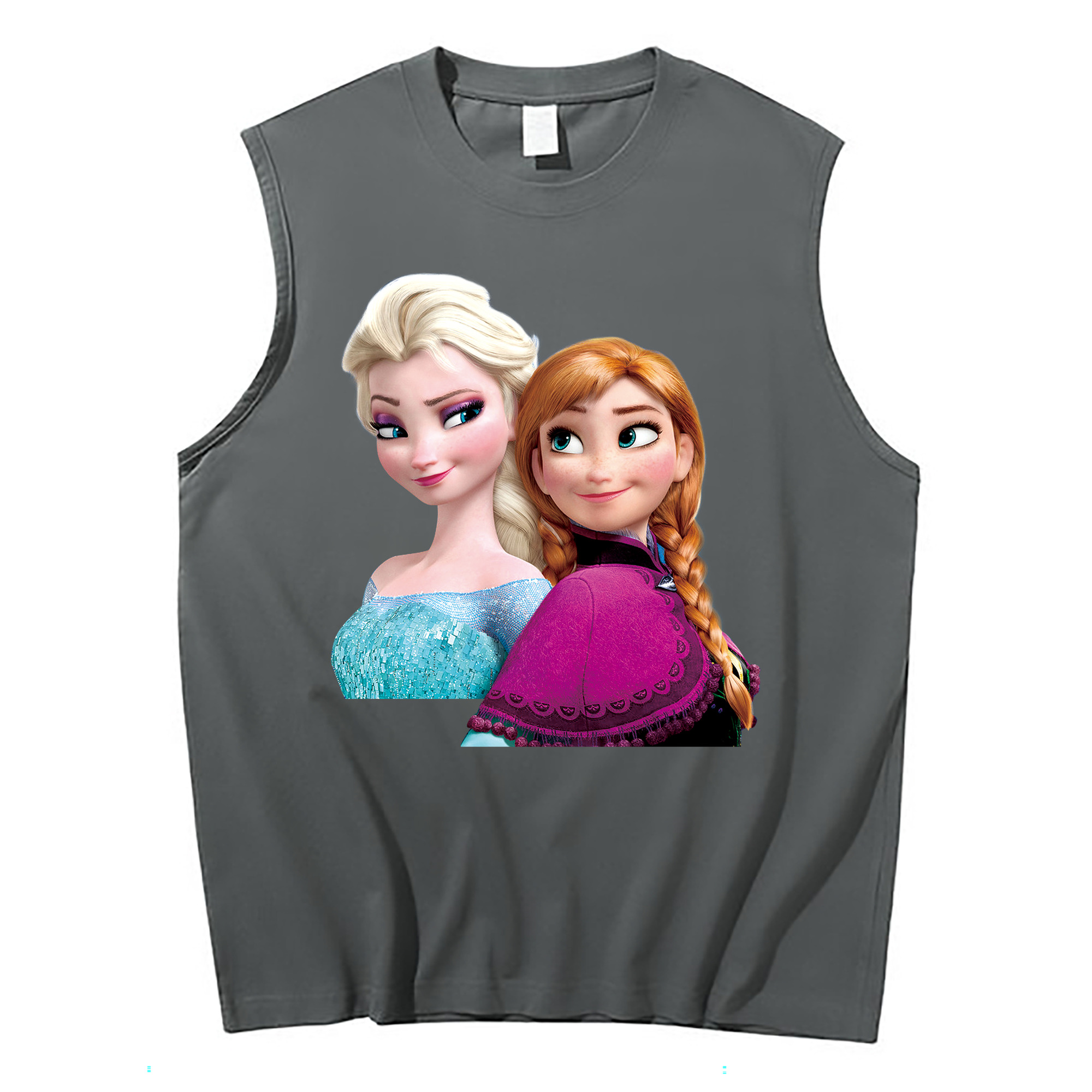 （画像用） アナと雪の女王 アンナ エルサ Frozen Anna Elsa コットン100％タンクトップ（フロントプリント）